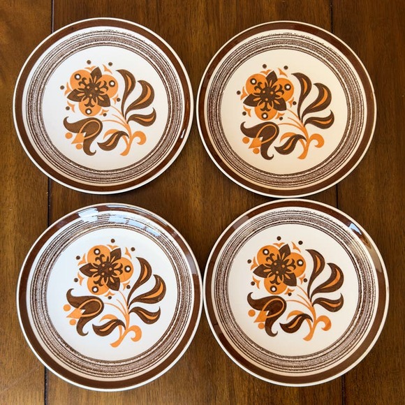 American Ironstone Starfire Dinner Plates Set of Four Retro 70s Vintage - Picture 8 of 12